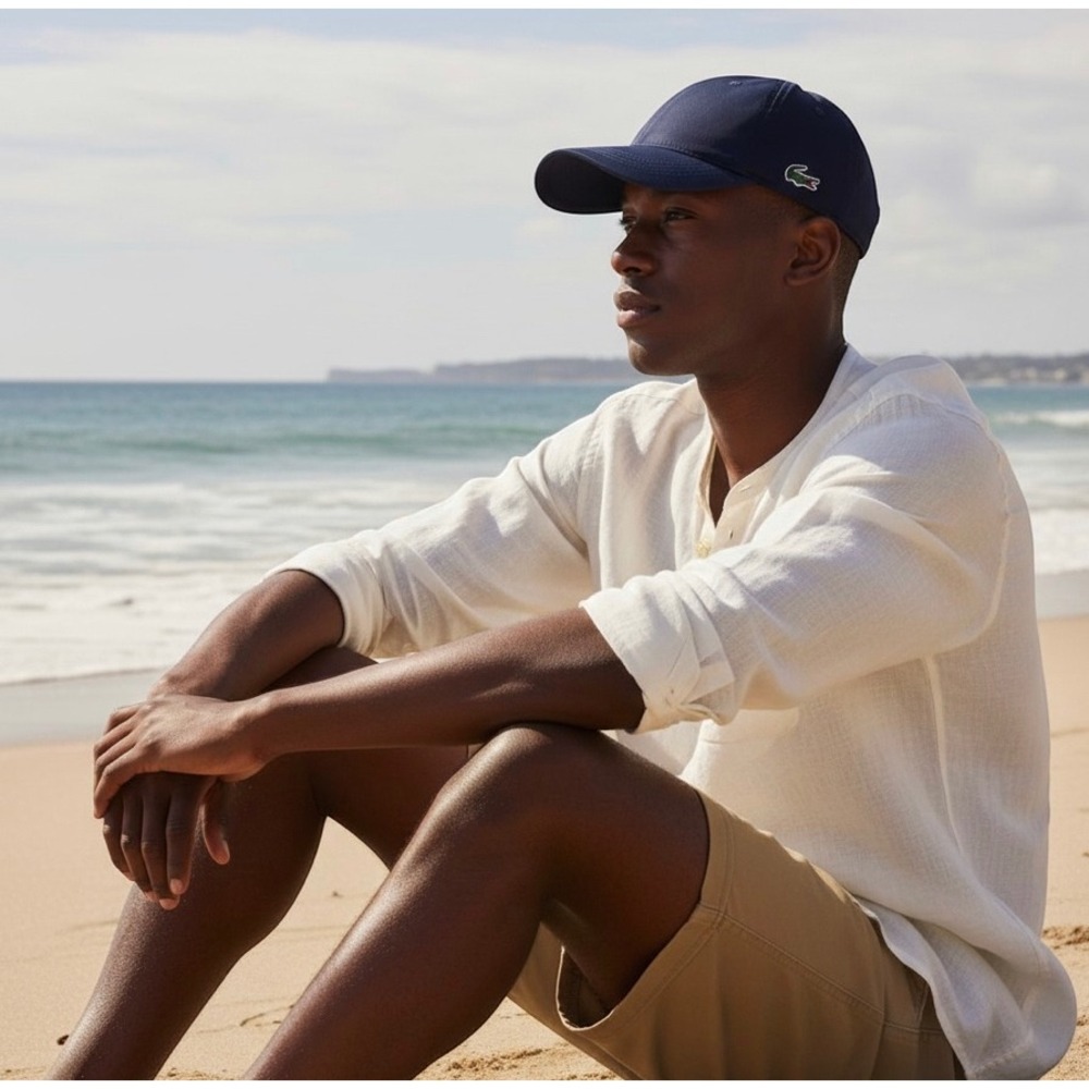 Lacoste Sport Lightweight Cap Hat Navy Blue Side Logo Ripstop Tennis Performance